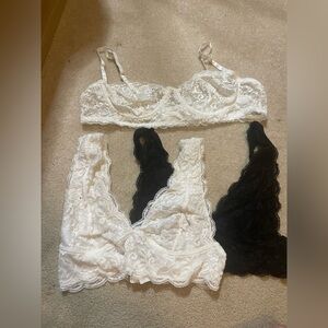 SHEIN Lace Bralette Trio - White and Black